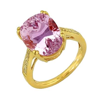 15.40 kt rosa kunzit und diamanten damenring gelbgold 14k