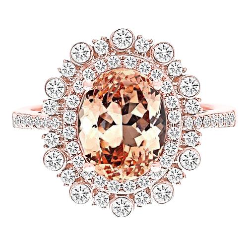 15.50 ct Morganit mit Diamanten Ring Roségold 14K - harrychadent.ch