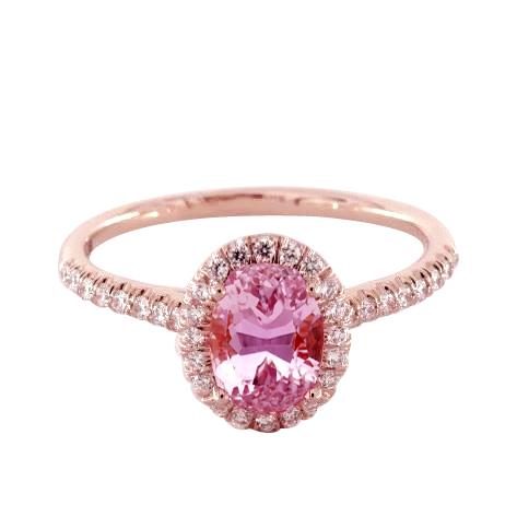 15.80 Karat Krappenset Rosa Kunzit und Diamanten Ring Roségold 14K - harrychadent.ch
