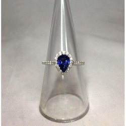 1,60 Ct Birnenschliff Sri Lanka Blauer Saphir Diamantring