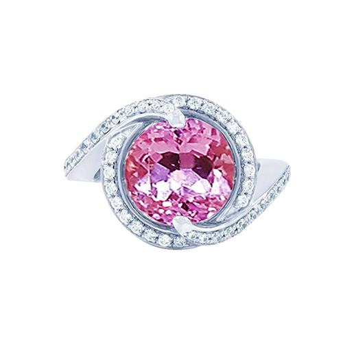 16,00 ct. rosa kunzit mit diamanten ring weißgold 14k