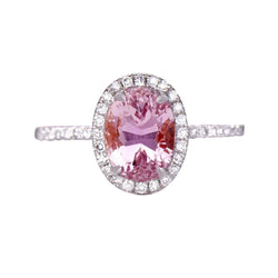 16,40 ct Krappenset Kunzit mit Diamanten Ehering Gold Weiß 14K