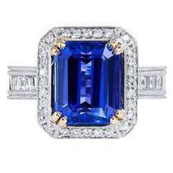 16.50 ct großer Tansanit und kleine Diamanten Ehering Gold 14K