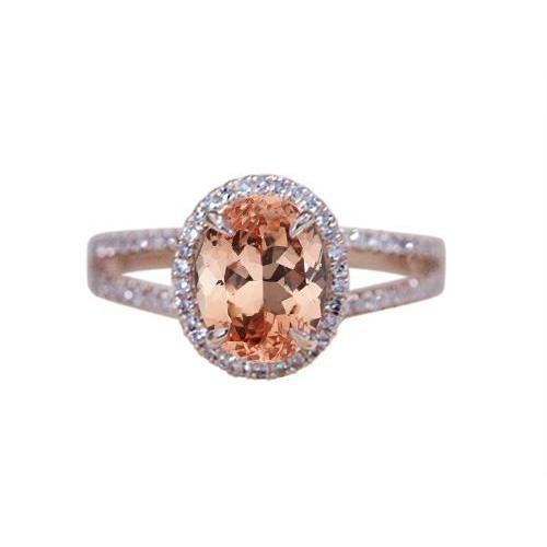 17,25 Kt Ovaler und Rundschliff Morganit mit Diamanten Ring Roségold - harrychadent.ch