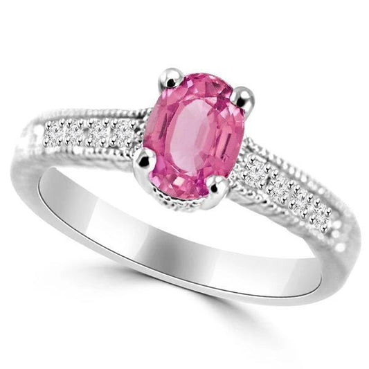 1,75 Kt Oval Rosa Saphir Diamant Vintage-Stil Ehering Gold - harrychadent.ch