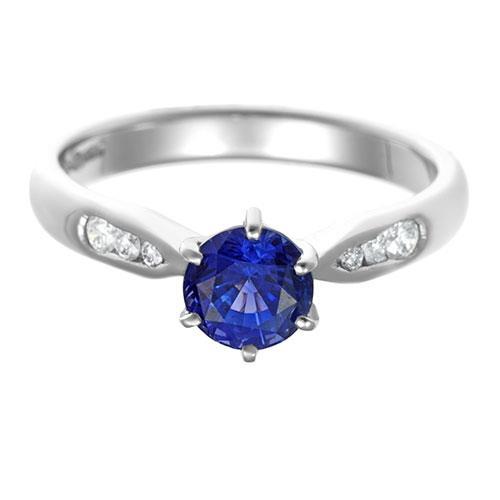 1,80 Karat blauer Ceylon-Saphir mit Diamanten Ring Weißgold 14K - harrychadent.ch