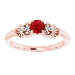 1.40 Karat Roségold 14K Diamant runder Rubinring