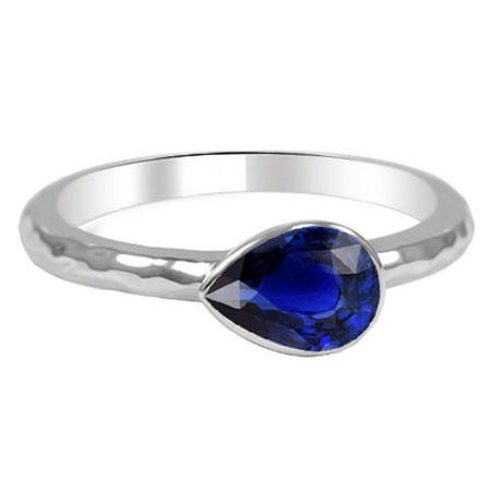 1.50 Karat Blauer Saphir Solitär Ring Lünette Set Birnenform Gold 14K - harrychadent.ch