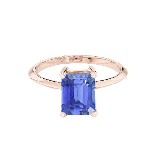 1.50 Karat Classic Solitaire Ring Smaragdblauer Saphir Roségold 14K - harrychadent.ch