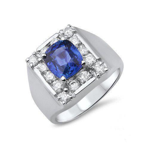 1.60 kt. srilankischer saphir-diamant-ring 14k weißgold