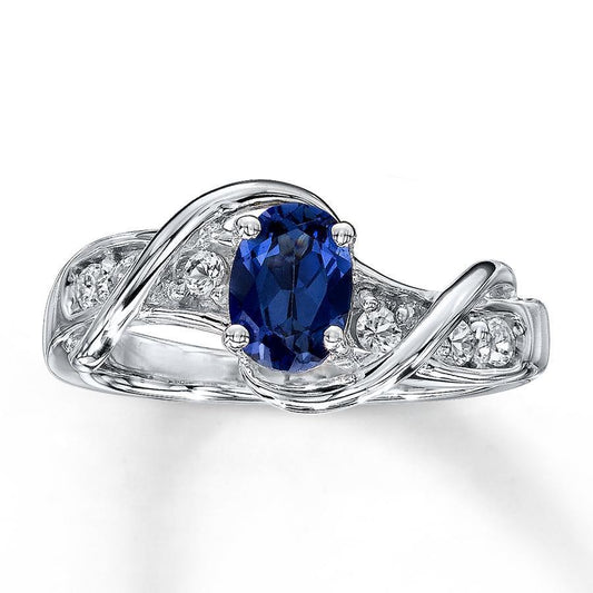 1.80 Kt. Ceylon Saphir und Diamanten Jubiläumsring Weißgold 14K - harrychadent.ch