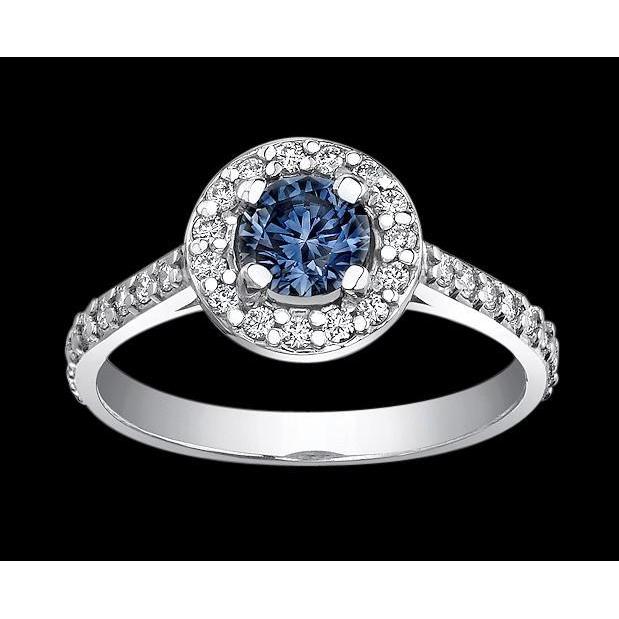 2 ct. blauer halo diamant edelstein ring weißgold