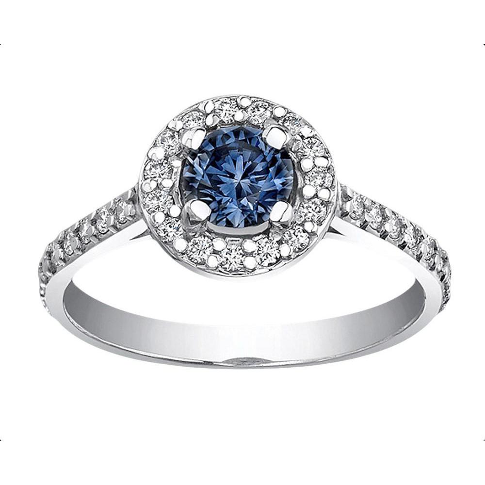 2 ct. blauer halo diamant edelstein ring weißgold