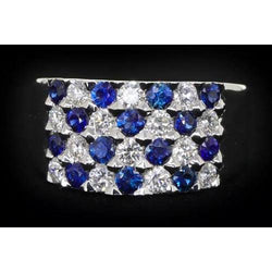 2 Karat blauer Saphirsteine Jubiläumsring dicker Schaft