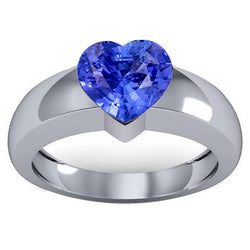 2 Karat Ceylon Saphir Solitär Ring Herzförmiger Dicker Schaft
