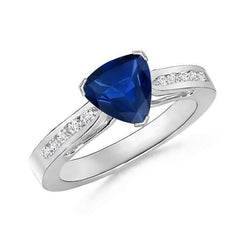 2 Karat Ceylon Saphir und Diamanten Ring Weißgold 14K