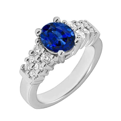 2 karat ovaler schnitt ceylon blauer saphir ring weißgold schmuck neu