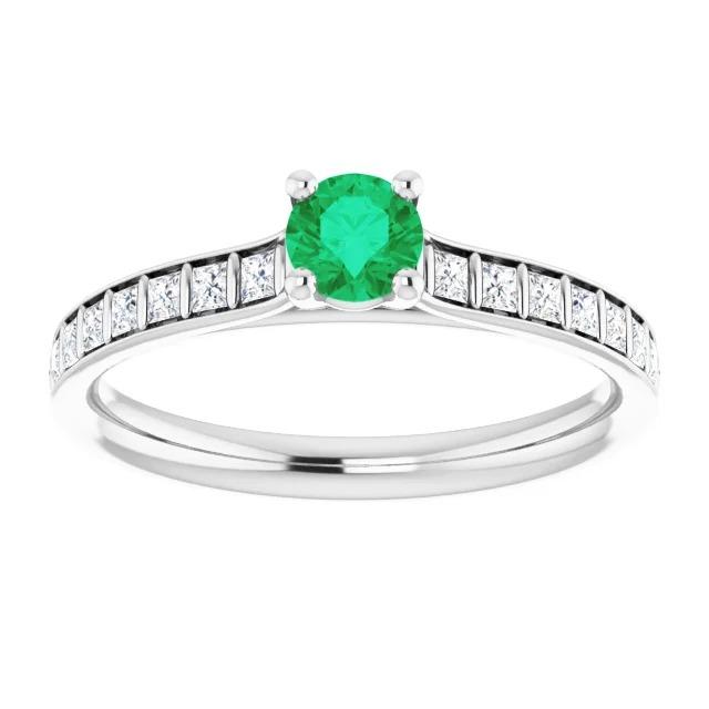 2 Karat runder grüner Smaragd-Diamant-Ring Weißgold 14K - harrychadent.ch