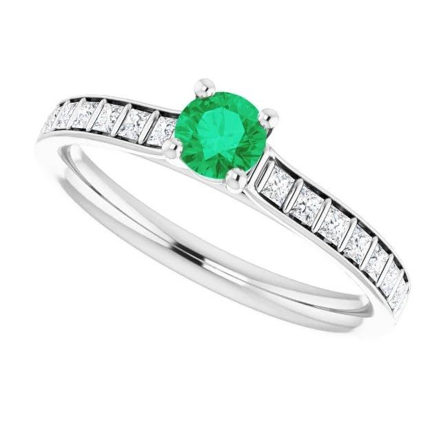 2 Karat runder grüner Smaragd-Diamant-Ring Weißgold 14K - harrychadent.ch