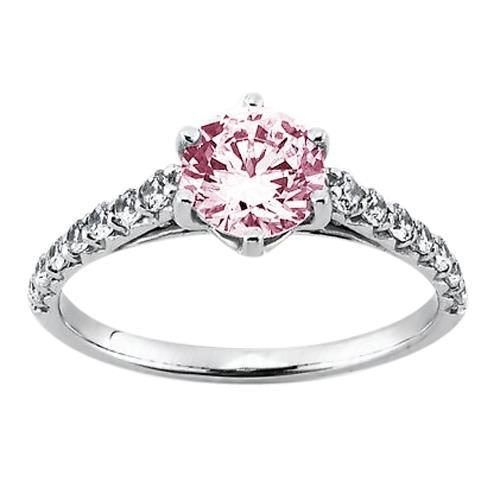 2 Karat runder rosa Saphir-Edelstein-Verlobungsring WG 14K - harrychadent.ch
