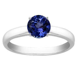 2 Karat Tansanit Solitär Ring Neu massives 14K Weißgold