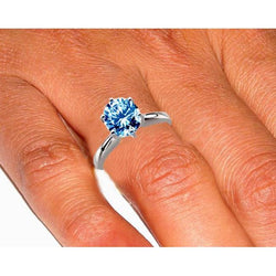 2 Kt Blauer Diamant Verlobungsring Weißgold