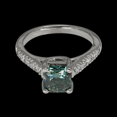 2 kt. blauer strahlender diamant royal edelstein ring weißgold 14k