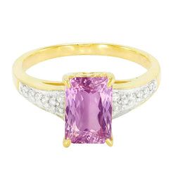 20.70 Ct Rosa Kunzit Und Diamanten Ring Zweifarbiger 14K Edelstein