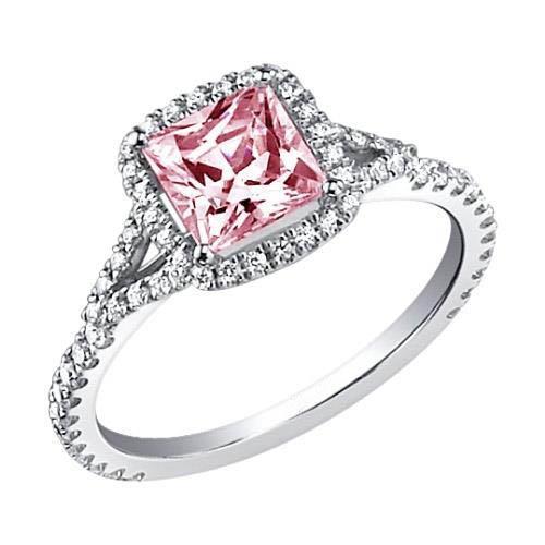 2,15 ct. rosa saphir prinzessin halo wg edelsteinring