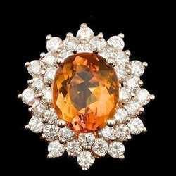 21,50 ct Ovalschliff natürlicher Citrin Diamant Ehering Weißgold 14K