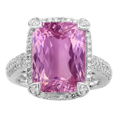 21,70 ct. Rosa Kunzit und Diamanten Ehering Gold