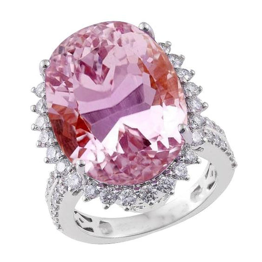 22 Karat Ovalschliff Rosa Kunzit Und Diamant Ehering Weißgold 14K - harrychadent.ch