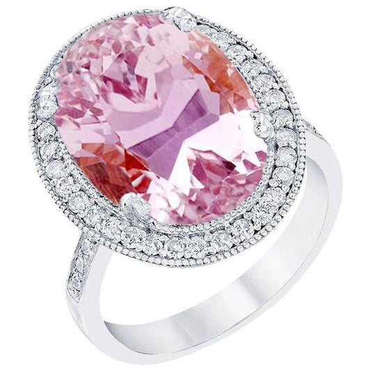22.34 Kt Rosa Kunzit Und Diamanten Ring Weißgold 14K - harrychadent.ch