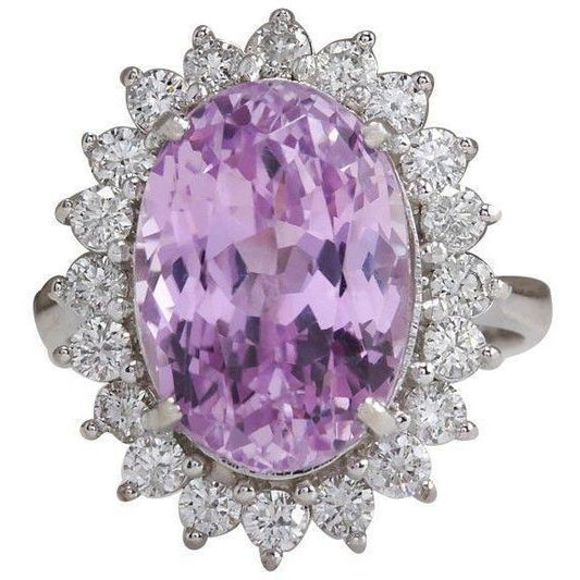 23 Karat Rosa Kunzit Und Diamant Ehering Weißgold 14K - harrychadent.ch