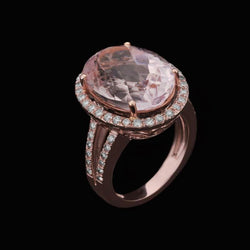25 Kt. Krappenset Kunzit Und Diamanten Ehering Gold Rose 14K