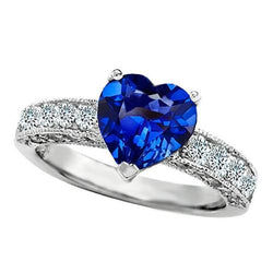 2,50 Karat Herzschliff Ceylon Blauer Saphir Diamant Verlobungsring