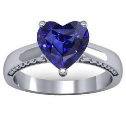 2,50 Karat Solitaire Ceylon Saphir Ring Krappenset Weißgold
