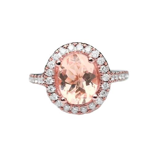 27.50 ct Solitär mit Akzent Morganit mit Diamanten Ring Gold 14K - harrychadent.ch