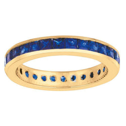 2,80 Karat Prinzessin Blue Sapphire Ewigkeit Band Solid Gold 14K