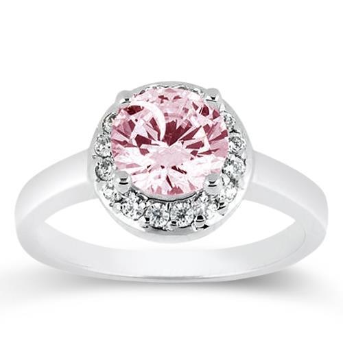 2,81 ct wunderschöner runder halo pink saphir weißgold edelsteinring