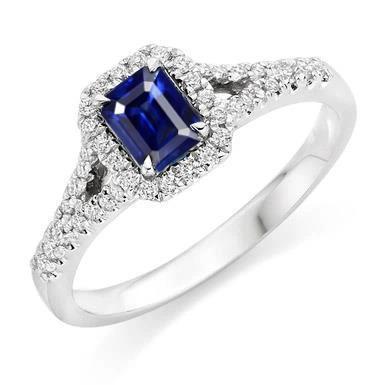 2,85 karat blauer saphir und diamanten ring krappenset 14k weißgold