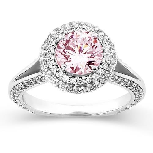 2,88 ct. halo style runder rosa saphir-verlobungsring edelstein