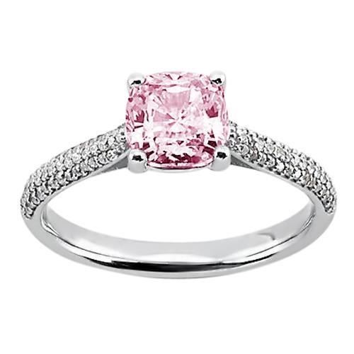 2.01 ct rosa saphir kissen runde diamanten ring weißgold edelstein