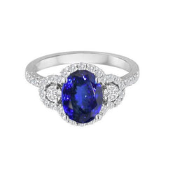 2.10 Karat Tansanit und Diamanten Ring 14K Gold Weiß Neu