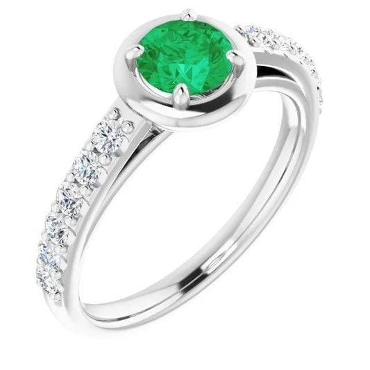 2.25 Karat Grüner Smaragd-Diamant-Ring Weißgold 14K - harrychadent.ch