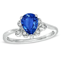 2.30 Karat Ceylon Saphir und Diamant Ring Weißgold 14K