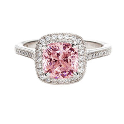 2.41 Kt Halo Kissen Rosa Edelstein Weißgold 14K Verlobungsring