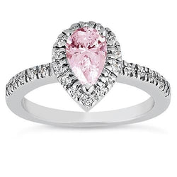 2.46 ct Pink Pear Halo Edelstein Hochzeitstag Ring Gold 14K