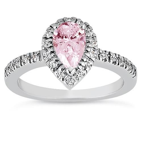 2.46 ct Pink Pear Halo Edelstein Hochzeitstag Ring Gold 14K - harrychadent.ch
