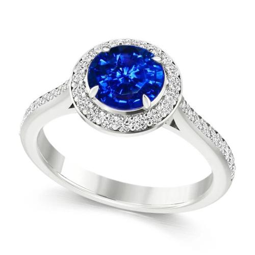 2.5 Kt. Sri Lanka Blauer Saphir Runder Diamantring
